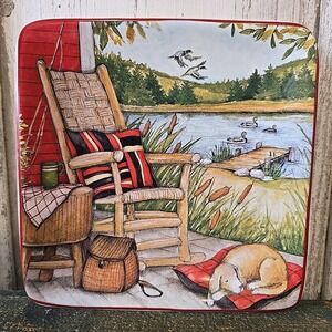 Certified International Susan Winget Lake Retreat Canape Plate Square NEW #1